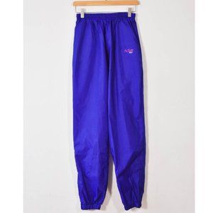 Vintage 90s Purple Nylon Pants, Vintage Purple Rain Pants, 90s Neon Ski Pants.